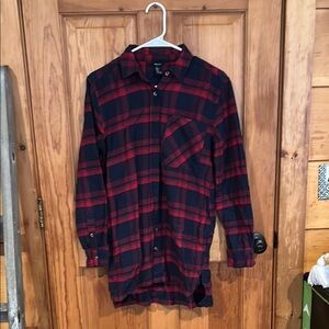 Red and Black Plaid Button-Up Shirt